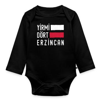 Erzincan 24 Türkei Turkiye Geschenk Urlaub TR Türk - Baby Bio-Langarm-Body - Schwarz - Vorne