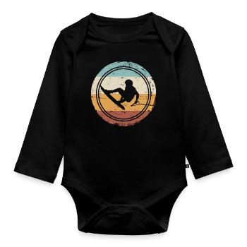 Rétro Wakeboard Wakeboard Wakeboard rétro Wakeboard Wakeboard - Body Bébé bio manches longues - noir - Devant