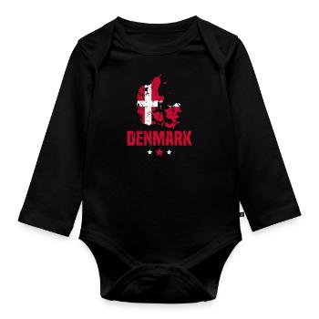 Denmark Danish Flag - Organic Longsleeve Baby Bodysuit - black - Front
