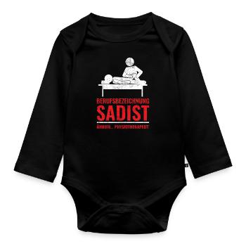 Physiotherapeut | Lustiges Sadist Sprüche Geschenk - Baby Bio-Langarm-Body - Schwarz - Vorne