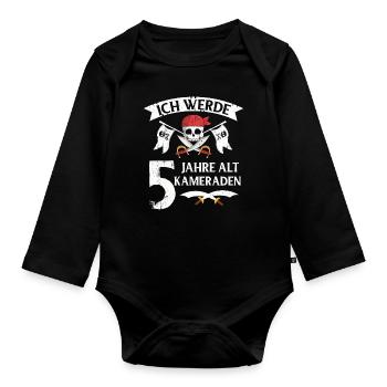 Pirat - Baby Bio-Langarm-Body - Schwarz - Vorne