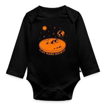 Flat Mars Society Grafik - Baby Bio-Langarm-Body - Schwarz - Vorne