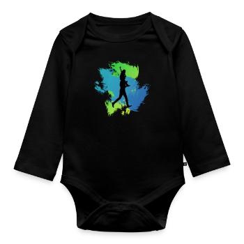 Father and daughter - Organic Longsleeve Baby Bodysuit - black - Front