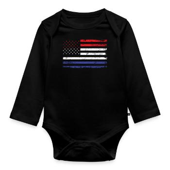 Pays-Bas États-Unis Amérique Drapeau Drapeau Racines Sport - Body Bébé bio manches longues - noir - Devant