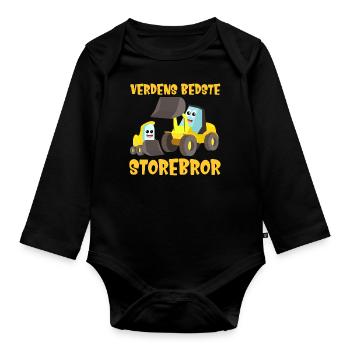 Verdens bedste storebror bror hjullæsser gave - Langærmet babybody, økologisk bomuld - sort - Foran