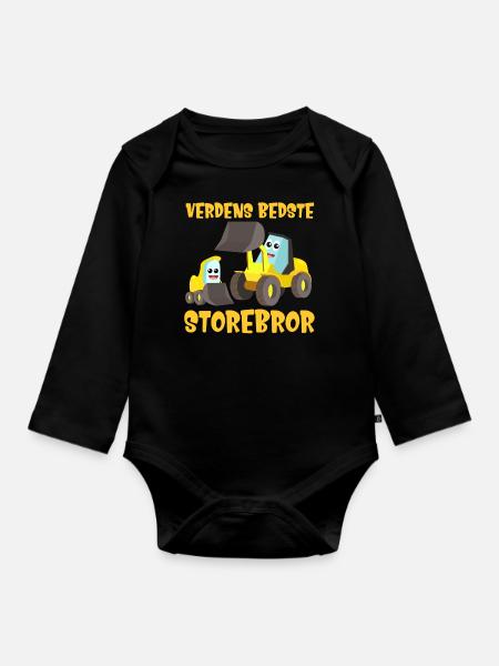 Verdens bedste storebror bror hjullæsser gave - Langærmet babybody, økologisk bomuld - sort