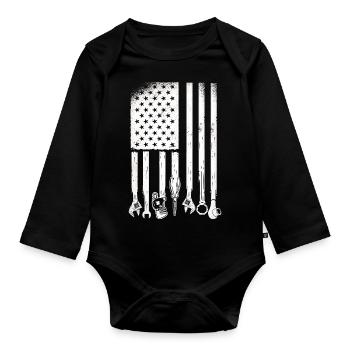 Diesel engine agricultural machinery mechanic locksmith - Organic Longsleeve Baby Bodysuit - black - Front