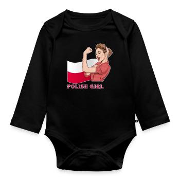 Polish girl Poland | Poland flag | I Love Poland - Body Bébé bio manches longues - noir - Devant
