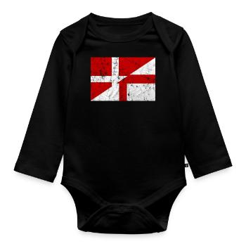 Danemark Angleterre Football drapeau drapeau Dannebrog - Body Bébé bio manches longues - noir - Devant