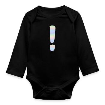 Holographic exclamation mark - Organic Longsleeve Baby Bodysuit - black - Front