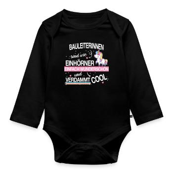 Bauleiter Bauleiterin Bauarbeiter Beruf Spruch - Baby Bio-Langarm-Body - Schwarz - Vorne