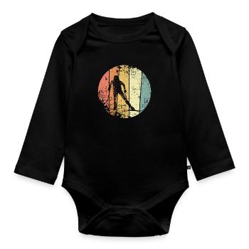 Biathlon Ski Langlauf retro - Baby Bio-Langarm-Body - Schwarz - Vorne