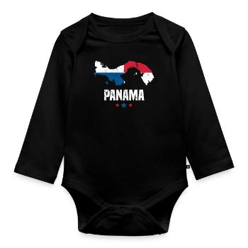 Panama Flag - Organic Longsleeve Baby Bodysuit - black - Front