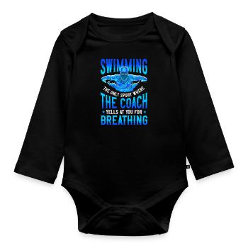 Swimmer Swim Breathing Butterfly - Baby Bio-Langarm-Body - Schwarz - Vorne