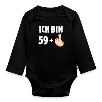 Ich bin 59 plus eins - Baby Bio-Langarm-Body - Schwarz - Vorne