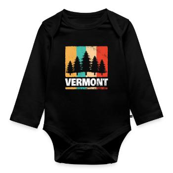 Rétro de la forêt du Vermont - Body Bébé bio manches longues - noir - Devant
