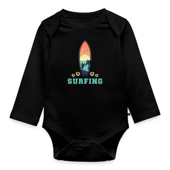 Surfeurs surfeurs - Body Bébé bio manches longues - noir - Devant
