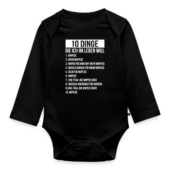 Dinge die ich im Leben Will Moped Mofa Roller - Baby Bio-Langarm-Body - Schwarz - Vorne