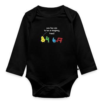 How Cute He Has An Imaginary Friend Mathematics - Body Bébé bio manches longues - noir - Devant