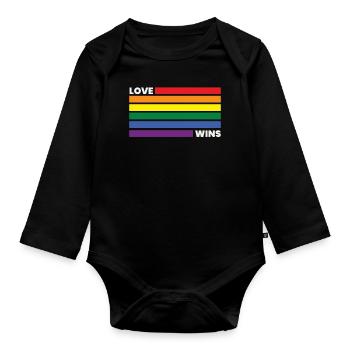 Love Wins Regenbogen Flagge LGBT LGBTQ Pride - Baby Bio-Langarm-Body - Schwarz - Vorne