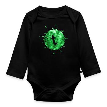 spot green t - Organic Longsleeve Baby Bodysuit - black - Front