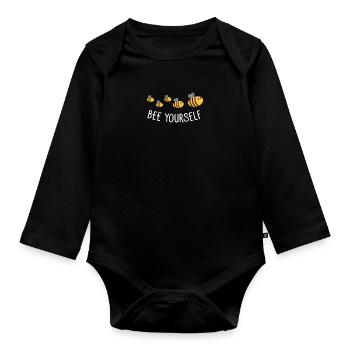 Bee yourself - Organic Longsleeve Baby Bodysuit - black - Front