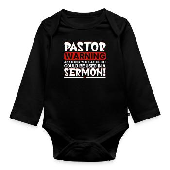 Pastor Pastor Clergy Reverend Preacher Gifts - Organic Longsleeve Baby Bodysuit - black - Front