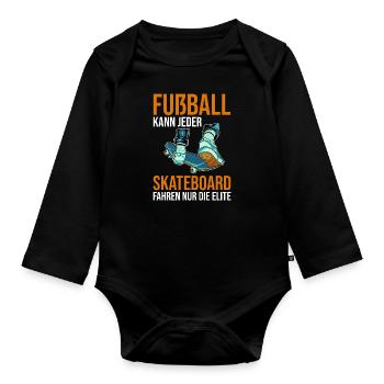 Skateboard Skateboarder Skater - Baby Bio-Langarm-Body - Schwarz - Vorne