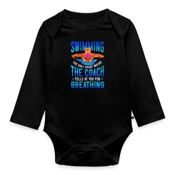 Swimmer Swim Breathing Butterfly - Baby Bio-Langarm-Body - Schwarz - Vorne