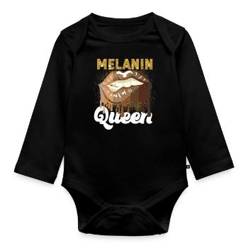 Black Pride Melanin Queen Lips - Body Bébé bio manches longues - noir - Devant
