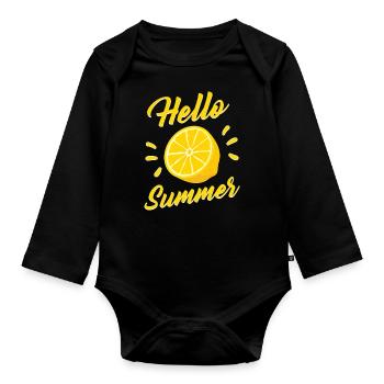 Hello Summer Summer Citron Citron lemon devise cadeau - Body Bébé bio manches longues - noir - Devant