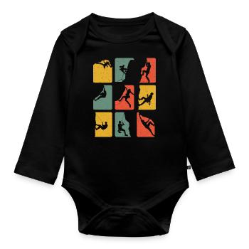 Rock Climbers Vintage Climbing Mountains Climber - Organic Longsleeve Baby Bodysuit - black - Front