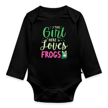 Grenouille Tshirt crapaud têtard - Body Bébé bio manches longues - noir - Devant
