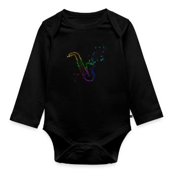 Retro Saxophone Music Notes Music Instrument - Baby Bio-Langarm-Body - Schwarz - Vorne