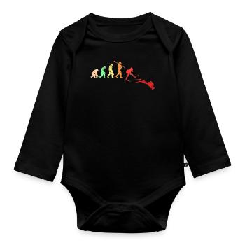 Tauchen Taucher Retro Vintage Evolution - Baby Bio-Langarm-Body - Schwarz - Vorne
