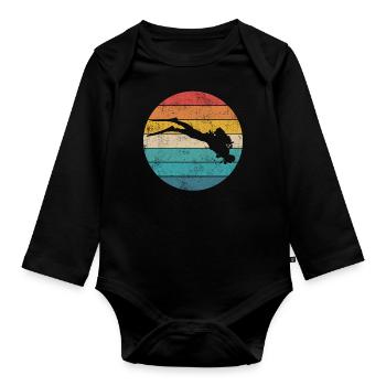 Tauchen | Taucher Retro Vintage - Baby Bio-Langarm-Body - Schwarz - Vorne