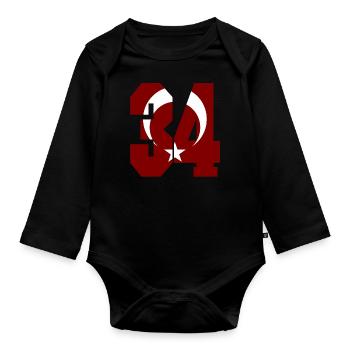 Istanbul 34 Türkei Flagge ohne weiße Umriss - Baby Bio-Langarm-Body - Schwarz - Vorne