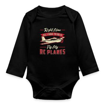 RC Model Airplane Model Airplane RC Gift - Organic Longsleeve Baby Bodysuit - black - Front