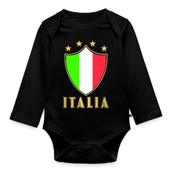 Italia Football - Organic Longsleeve Baby Bodysuit - black - Front