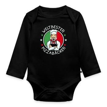 Weltbester Pizzabäcker - Baby Bio-Langarm-Body - Schwarz - Vorne