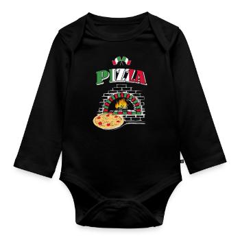 Pizza Pizzabäcker - Baby Bio-Langarm-Body - Schwarz - Vorne
