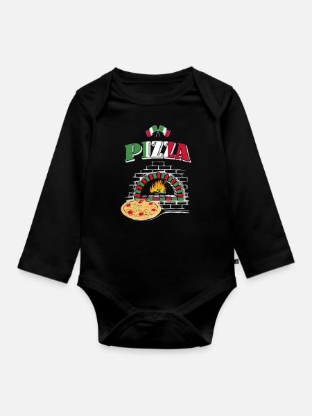 Pizza Pizzabäcker - Baby Bio-Langarm-Body - Schwarz