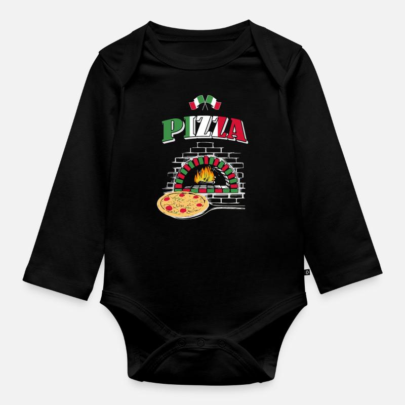 Pizza Pizzabäcker - Baby Bio-Langarm-Body - Schwarz