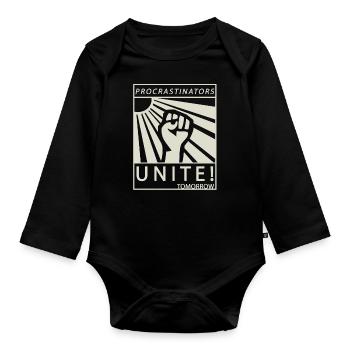 Procrastinators Unite Tomorrow Studenten Geschenk - Baby Bio-Langarm-Body - Schwarz - Vorne