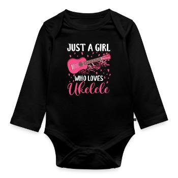 Ukulele Player Musical Instrument Guitar Uke Hawaii - Organic Longsleeve Baby Bodysuit - black - Front