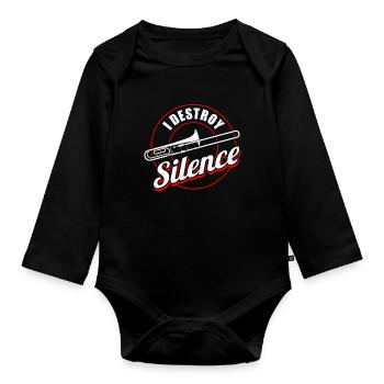 Trombone Trombone Player Music Musician Instrument - Organic Longsleeve Baby Bodysuit - black - Front