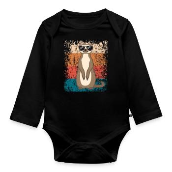 Suricate Drôle Cadeau Dames Hommes Enfants - Body Bébé bio manches longues - noir - Devant