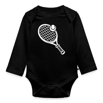 Raquette tennis tennis tennis tennis - Body Bébé bio manches longues - noir - Devant