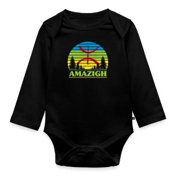 Amazigh - Baby Bio-Langarm-Body - Schwarz - Vorne
