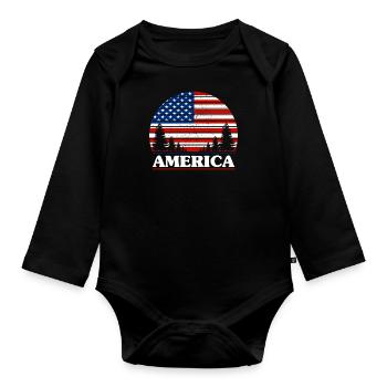 Etats-Unis - Body Bébé bio manches longues - noir - Devant
